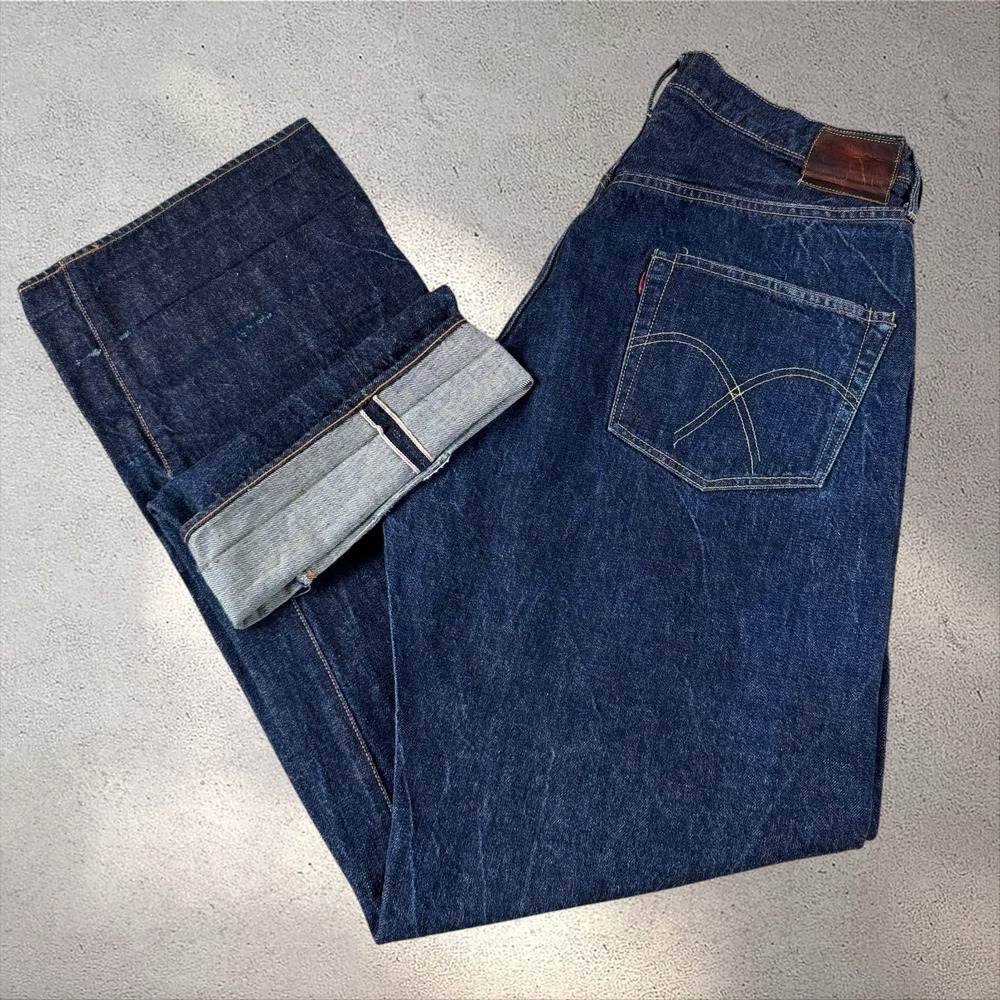 Fortune & Co. Japanese Selvedge‎ Denim Jeans 34x34 Hidden Rivet Redline Indigo